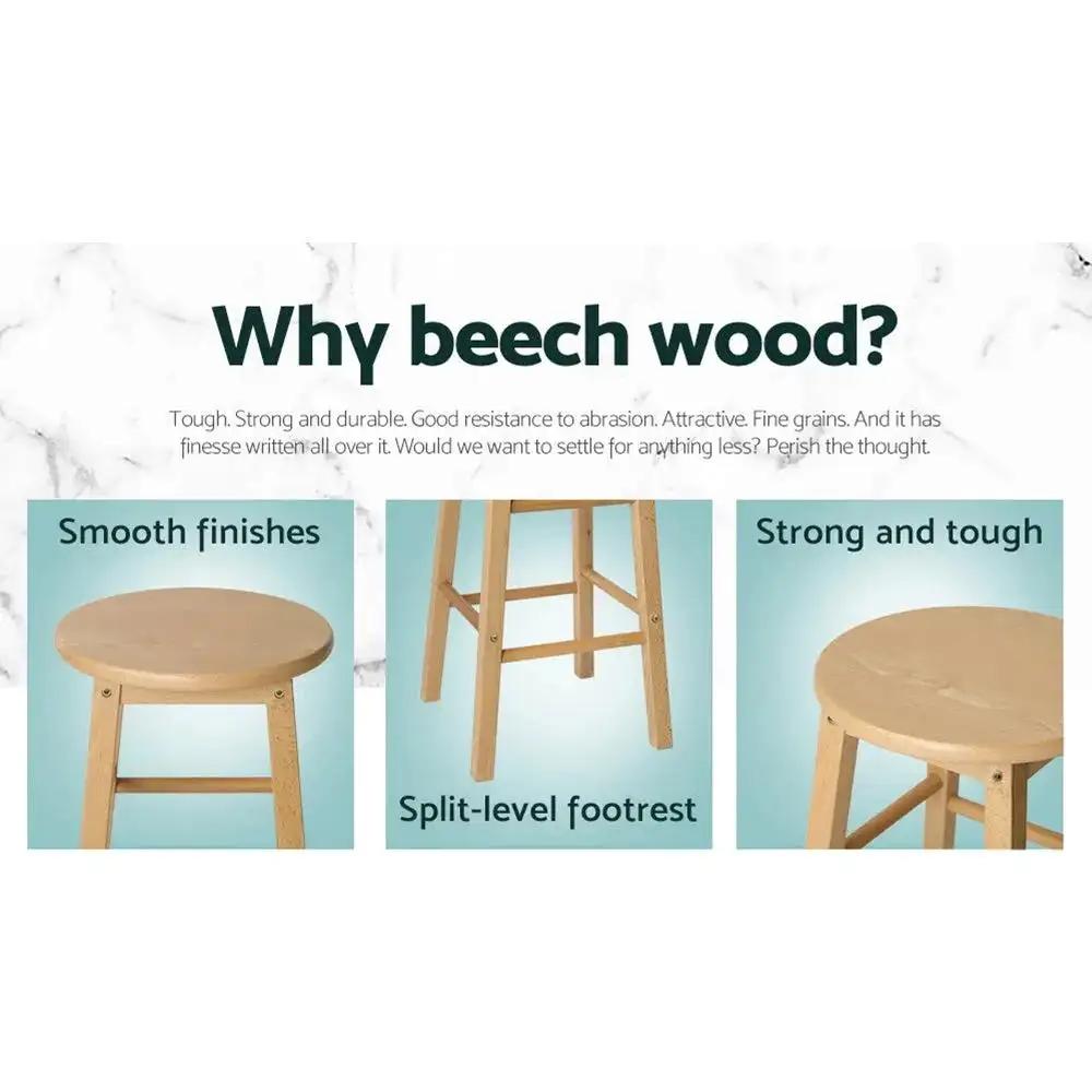 2x BeechWood Round Kitchen Stools | Wood