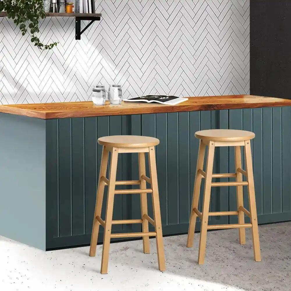 2x BeechWood Round Kitchen Stools | Wood