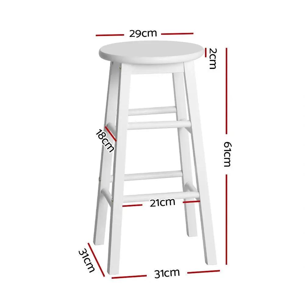 2x BeechWood Round Kitchen Stools | White