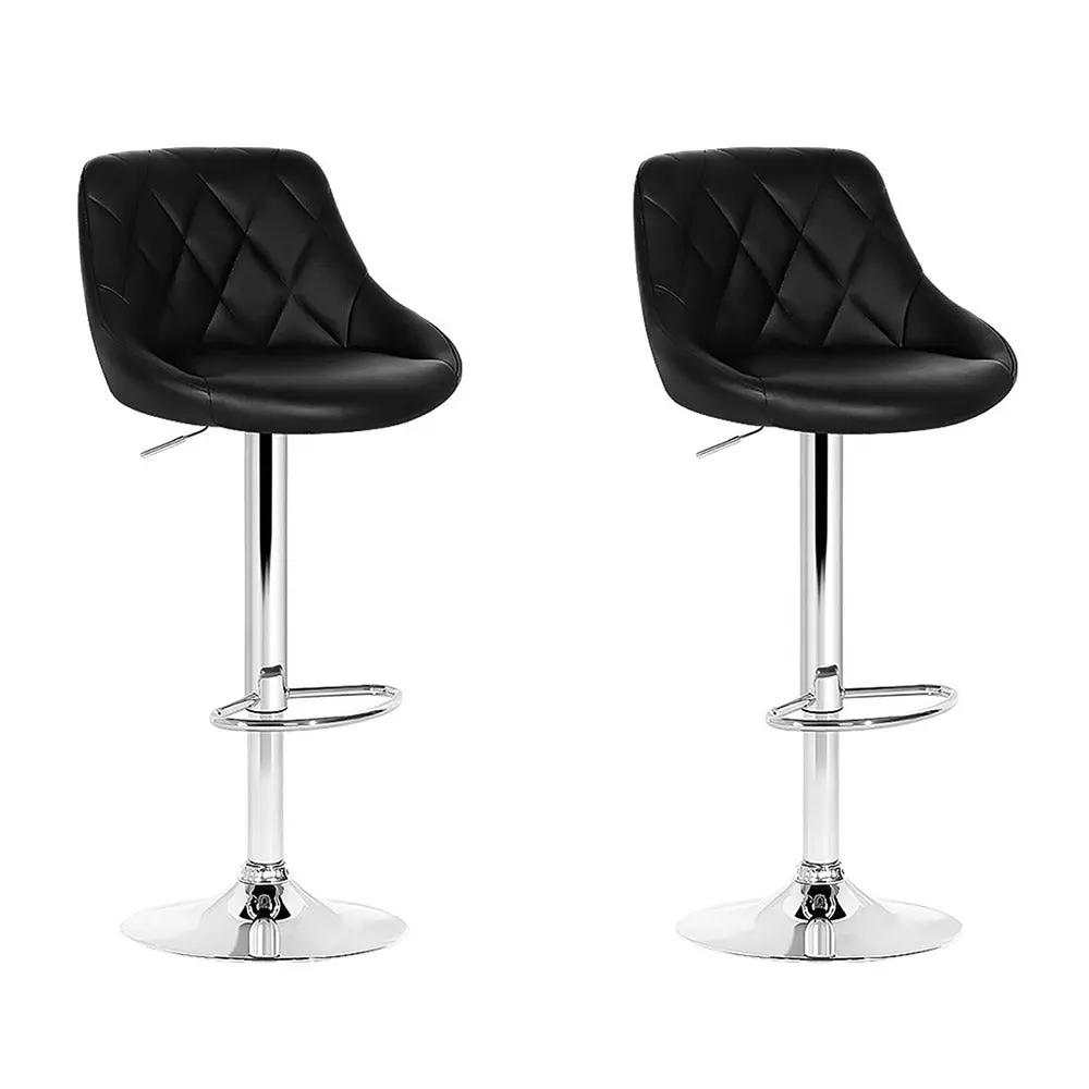 2x Round Leather Padded Gas Lift Bar Stools | Forester