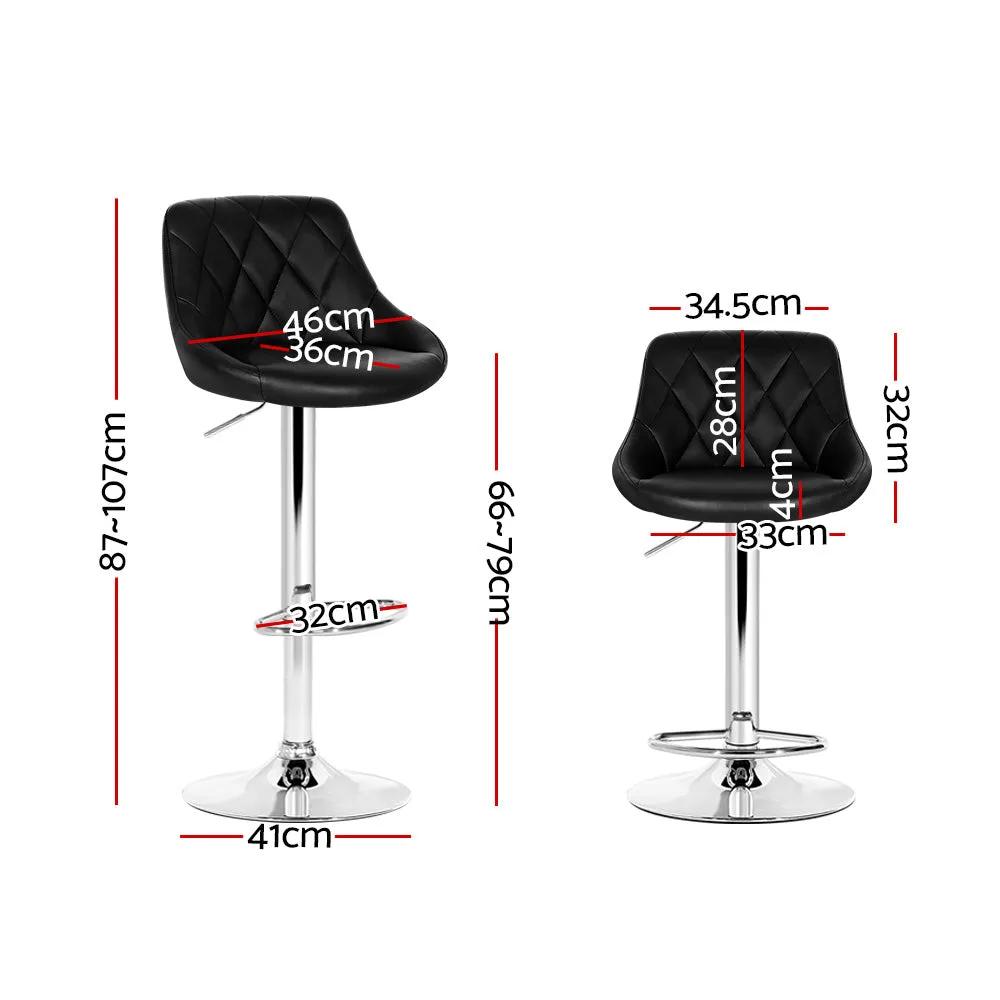 2x Round Leather Padded Gas Lift Bar Stools | Forester