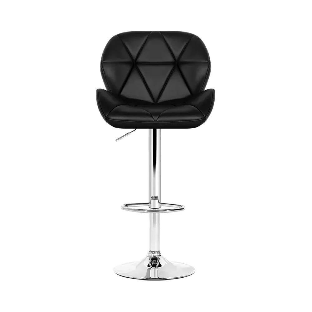 2x PremFaux Gas Lift Padded Leather Bucket Bar Stools | Black