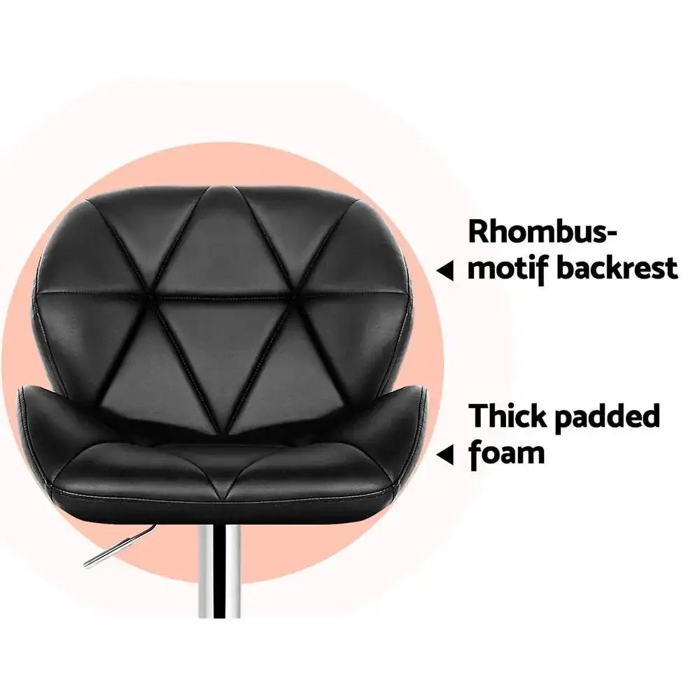 2x PremFaux Gas Lift Padded Leather Bucket Bar Stools | Black