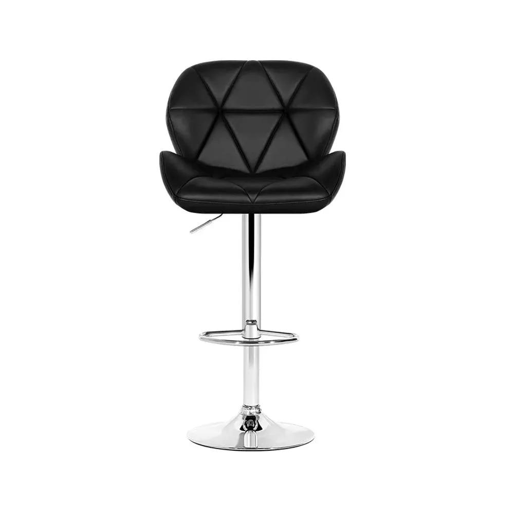 4x PremFaux Gas Lift Padded Leather Bucket Bar Stools | Black