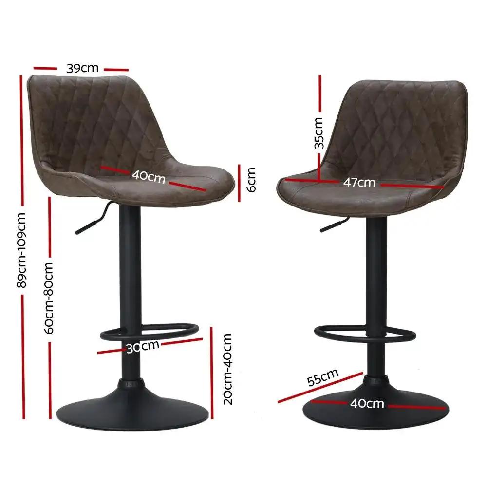 2x Rushal Vintage Leather Bar Stools | Brown