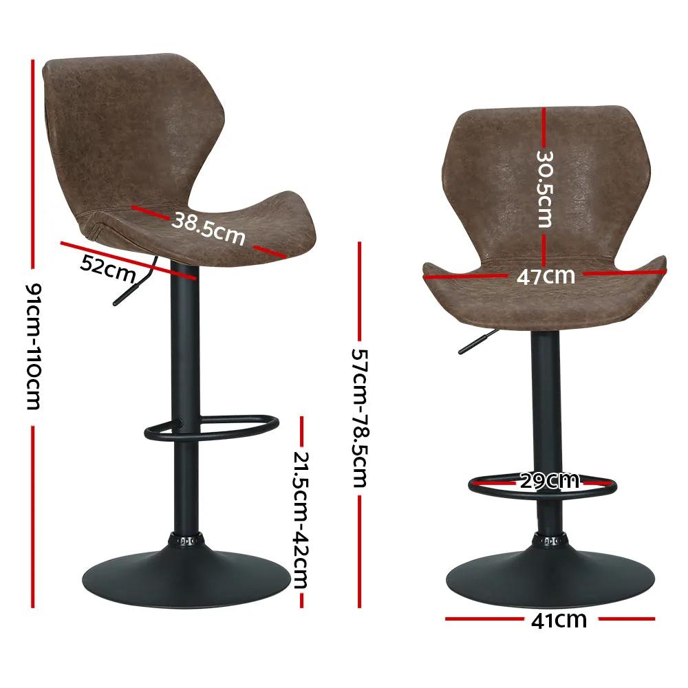 2 x Frawleny Gas Lift Vintage Bar Stools | Brown