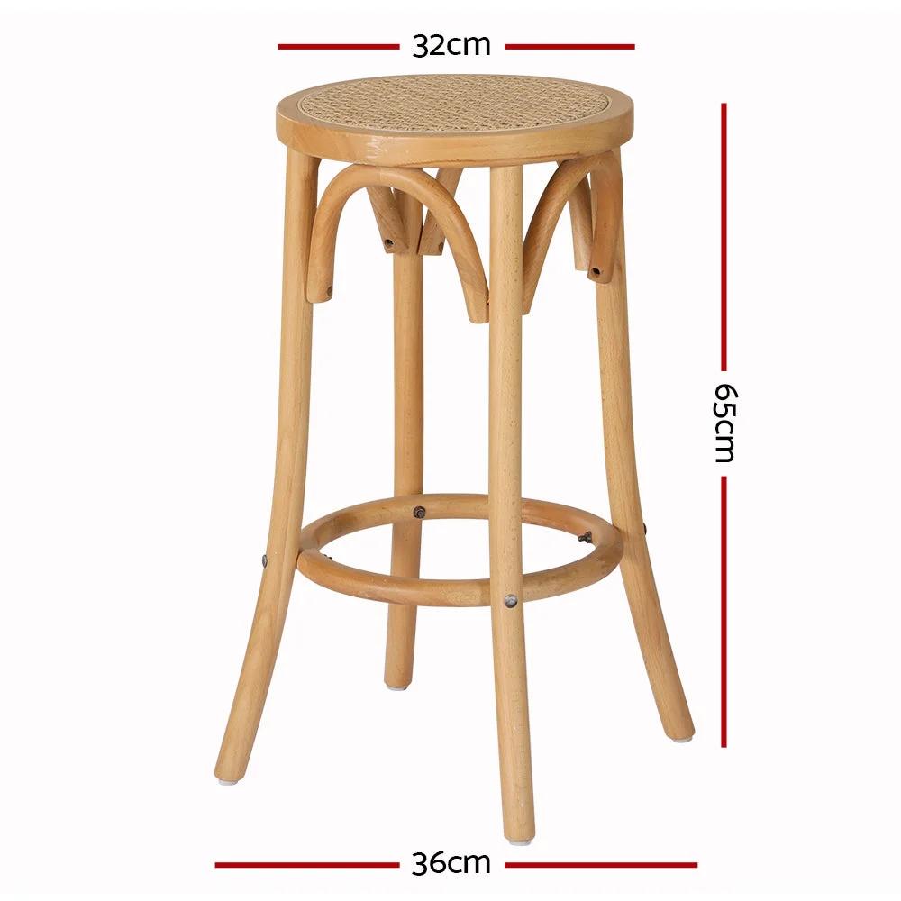 2x Apria Rattan Bar Stools | Wood