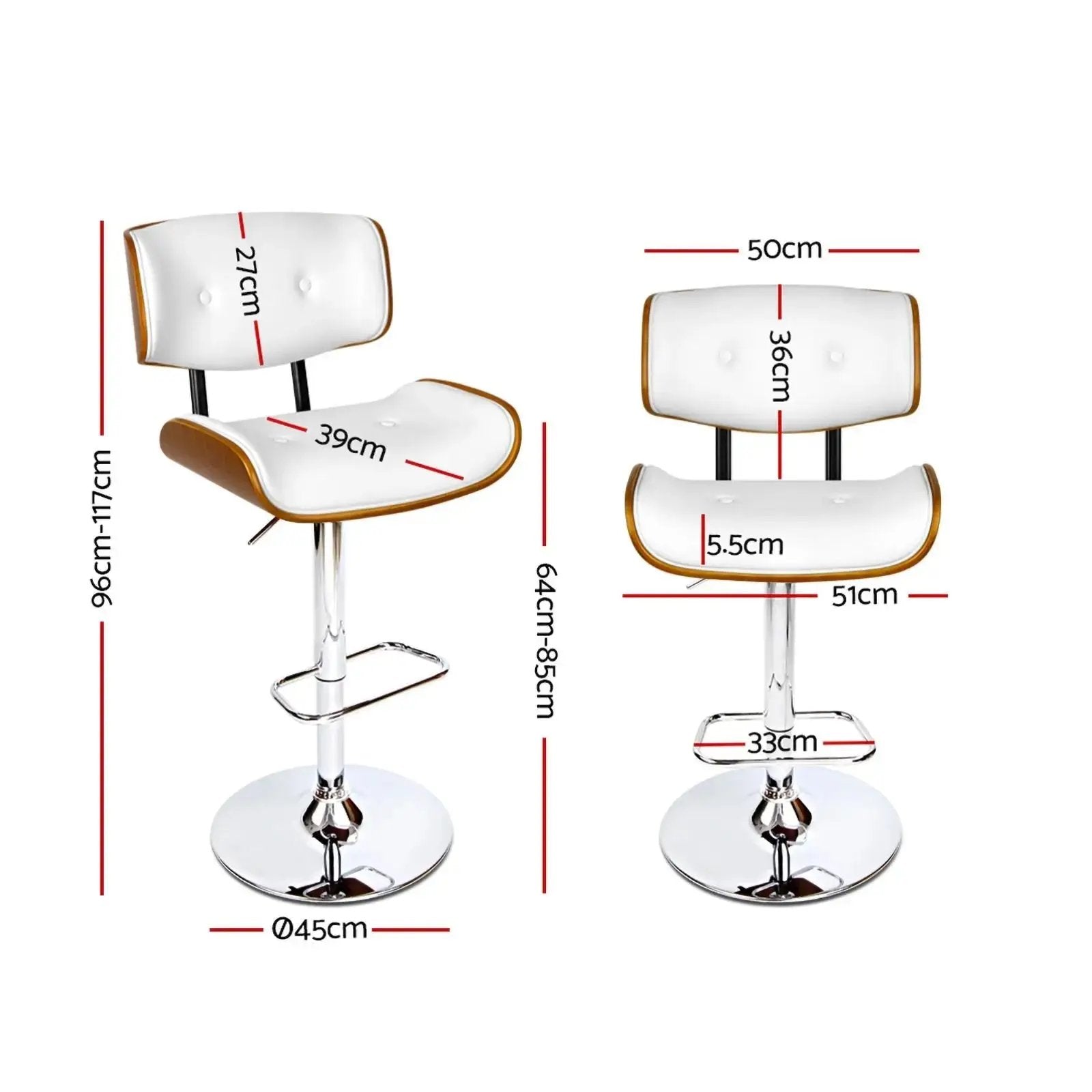 1x LuxeForm Bar Stool | White