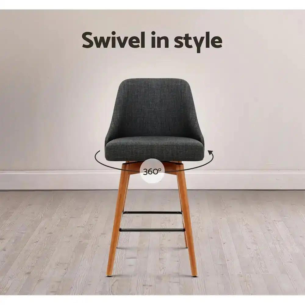 2x Serene Spin Bar Stools | Charcoal