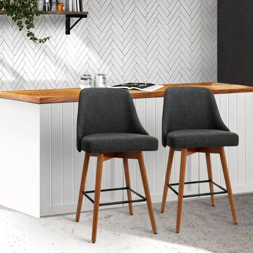 2x Serene Spin Bar Stools | Charcoal