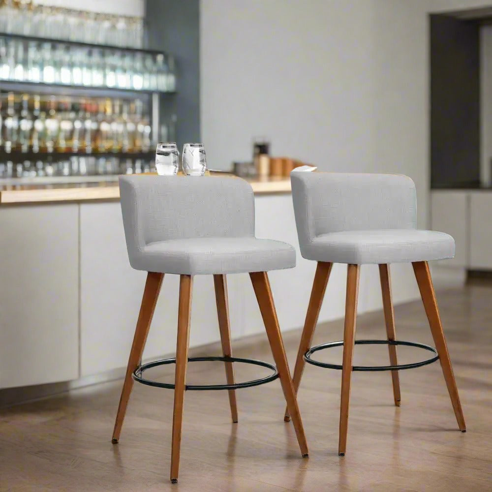 2x Urban Harmony Bar Stools | Grey & Wooden