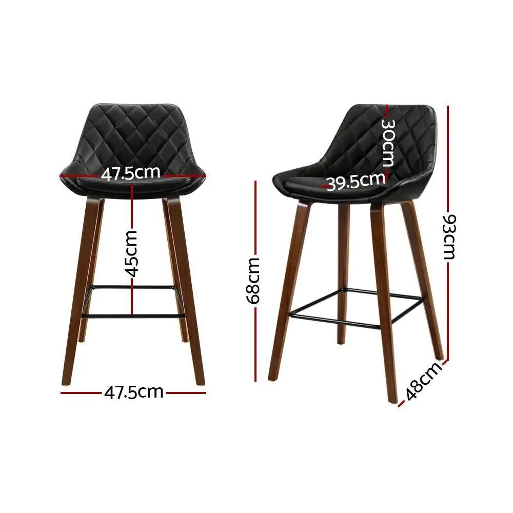 2x Luxora Bar Stools | Black & Wood