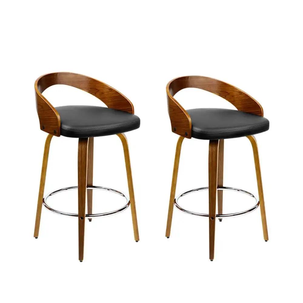 2x Luxe Walnut Bar Stools | Wood