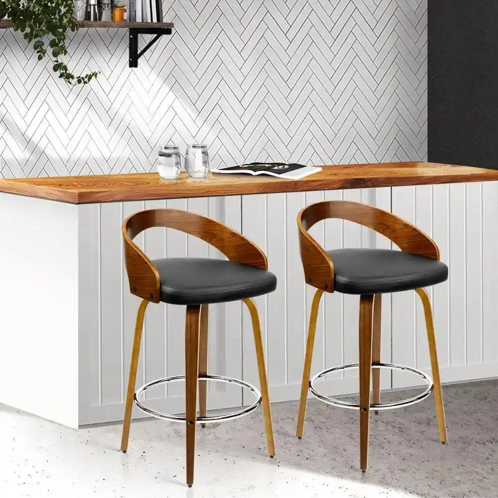 2x Luxe Walnut Bar Stools | Wood