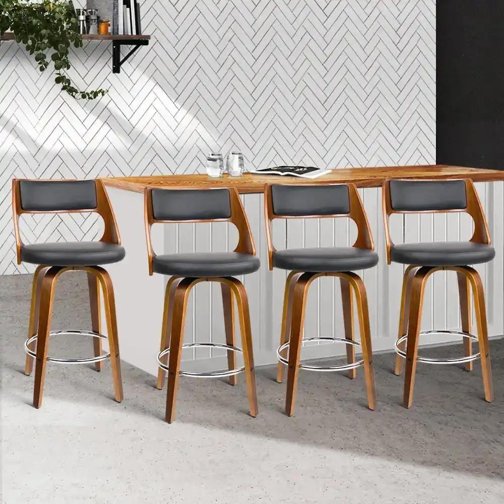 4x Swivel WoodLux Bar Stools| Black & Wood