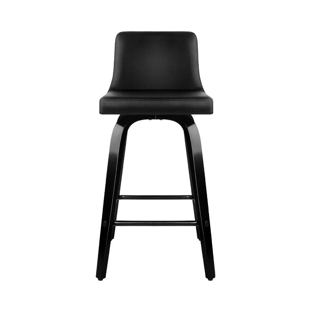 2x Belmont Swivel Leather Bar Stools | Black