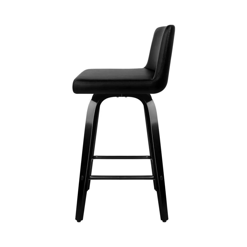 2x Belmont Swivel Leather Bar Stools | Black