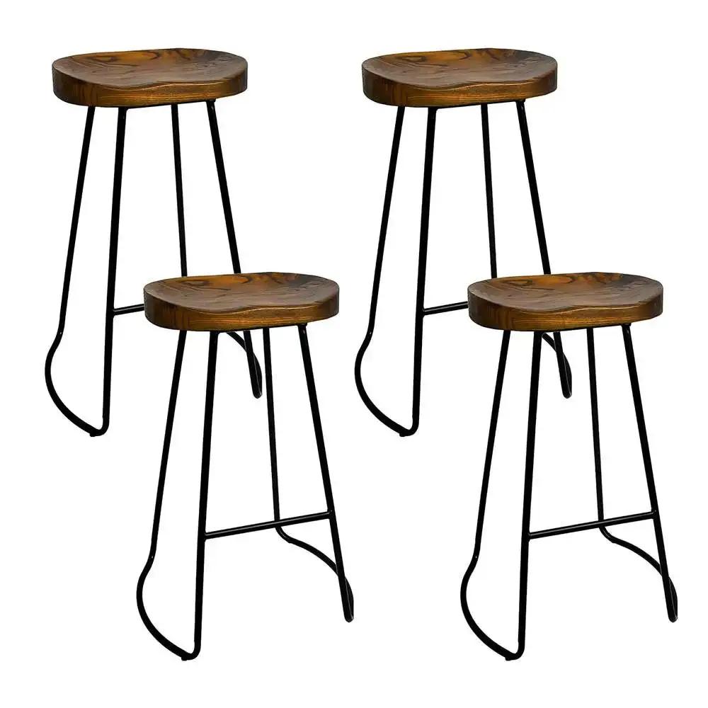 4x Ricardo Vintage Bar Stools | Dark Wood | 75cm