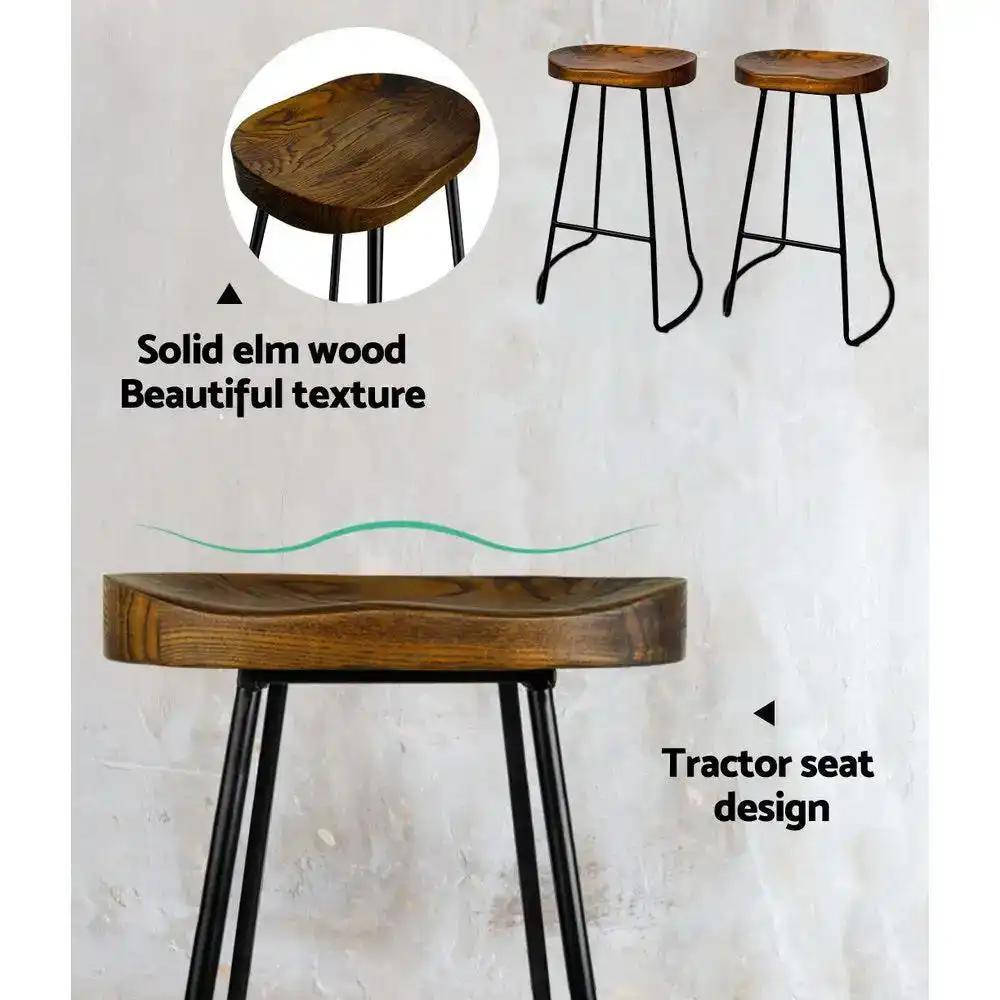 4x Ricardo Vintage Bar Stools | Dark Wood | 75cm