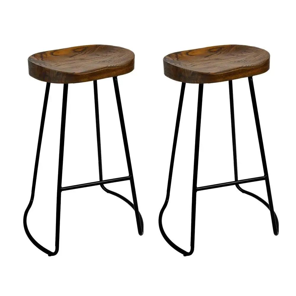 2x Ricardo Vintage Bar Stools | Wood | 65cm