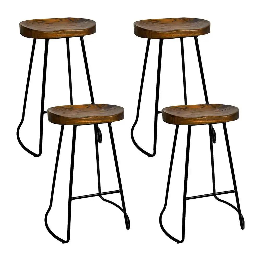 4x Ricardo Vintage Bar Stools | Wood | 65cm