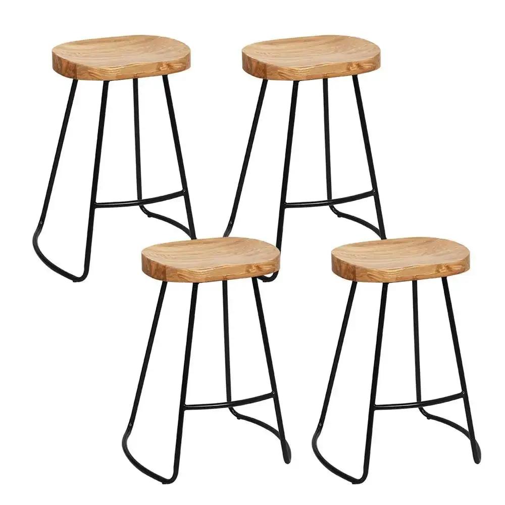 4x Ricardo Vintage Bar Stools | Light Wood |  65cm