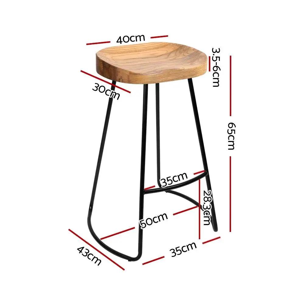 4x Ricardo Vintage Bar Stools | Light Wood |  65cm