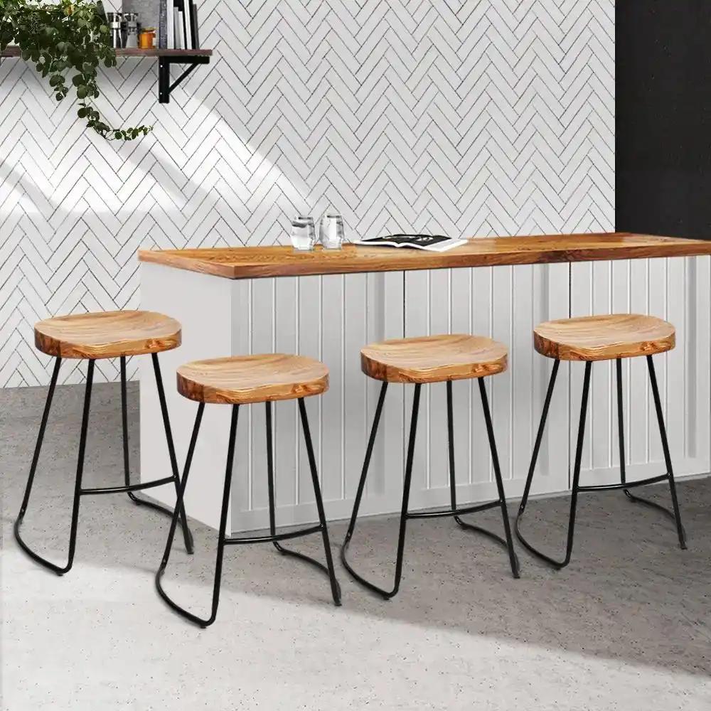 4x Ricardo Vintage Bar Stools | Light Wood |  65cm