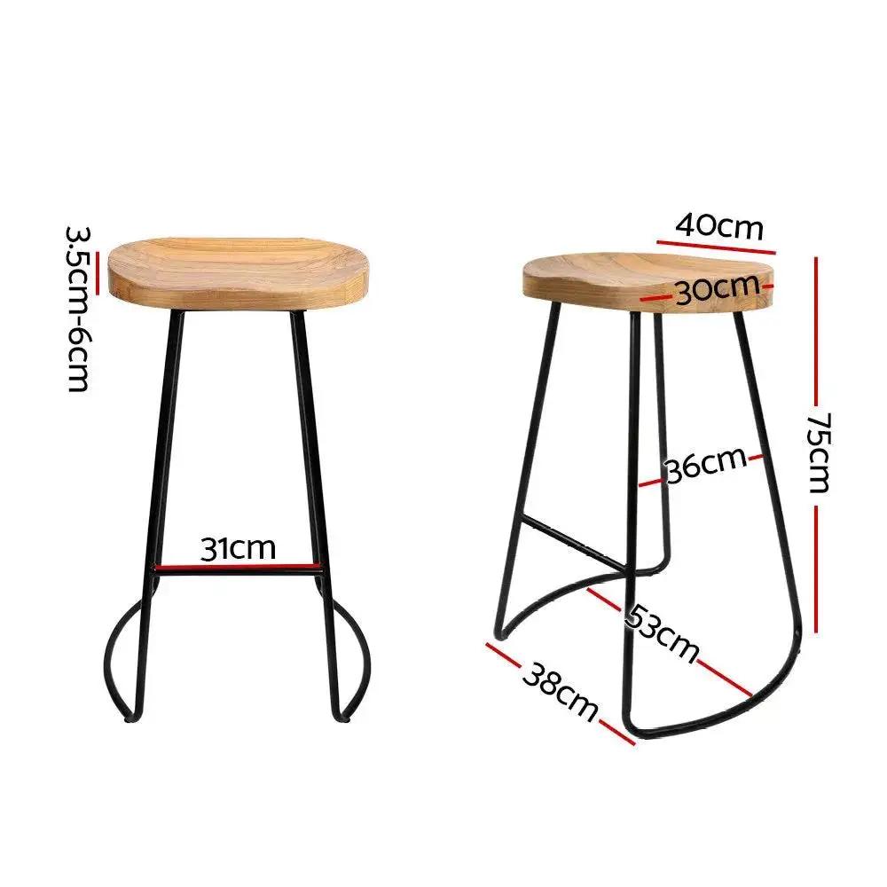 4x Ricardo Vintage Bar Stools | Light Wood | 75cm