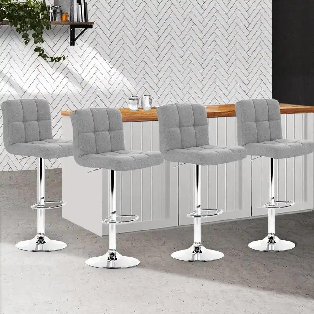 4x FauxyLinen Gas Lift Bar Stools | Grey