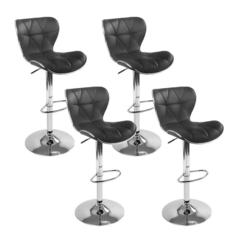 4x Elite Comfort Bar Stools | Black & Chrome