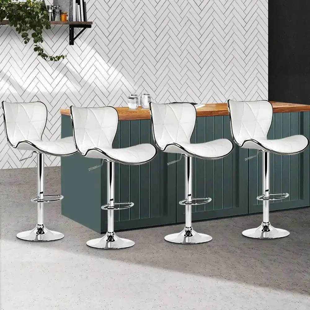 4x Elite Comfort Bar Stools | White