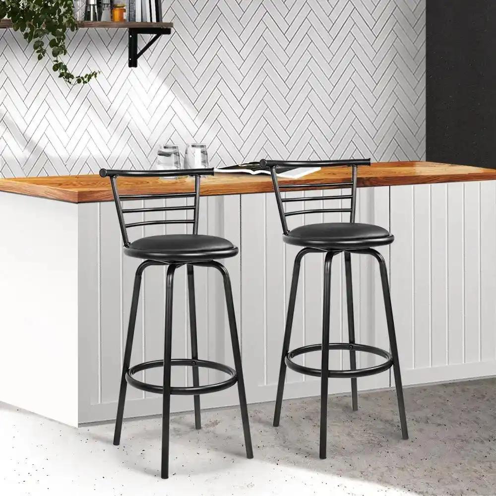 2x Elegance Swivel Bar Stools | Black