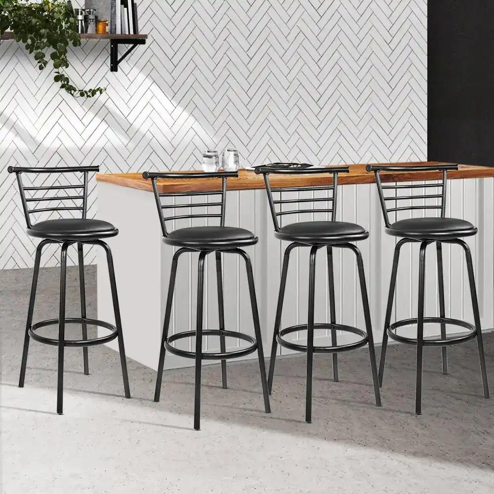 4x Elegance Swivel Bar Stools | Black