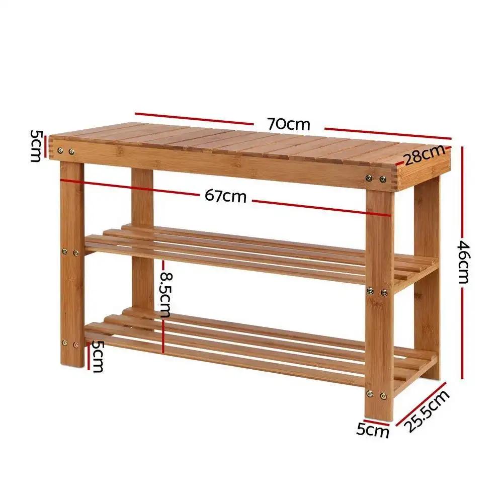 Bamboo Shoe Rack Bench | Natural Wood