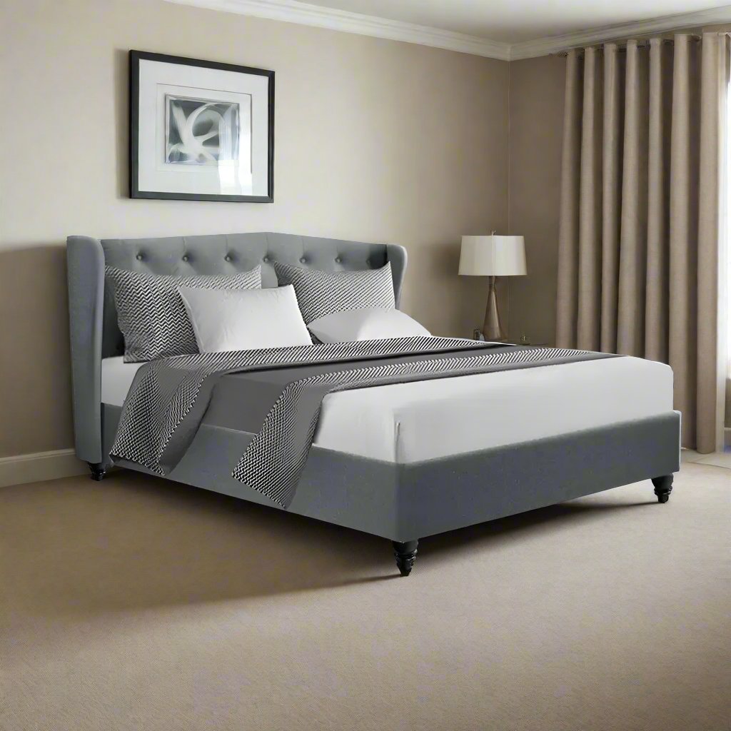 Double (Grey) Tufted Bed Frame | LuxeLinen