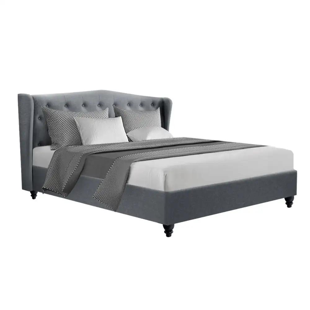 King (Grey) Tufted Bed Frame | LuxeLinen