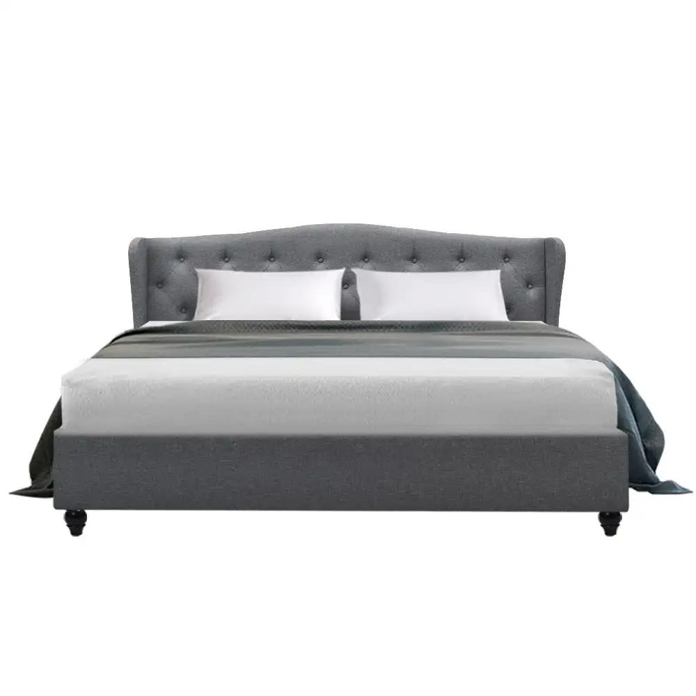 King (Grey) Tufted Bed Frame | LuxeLinen