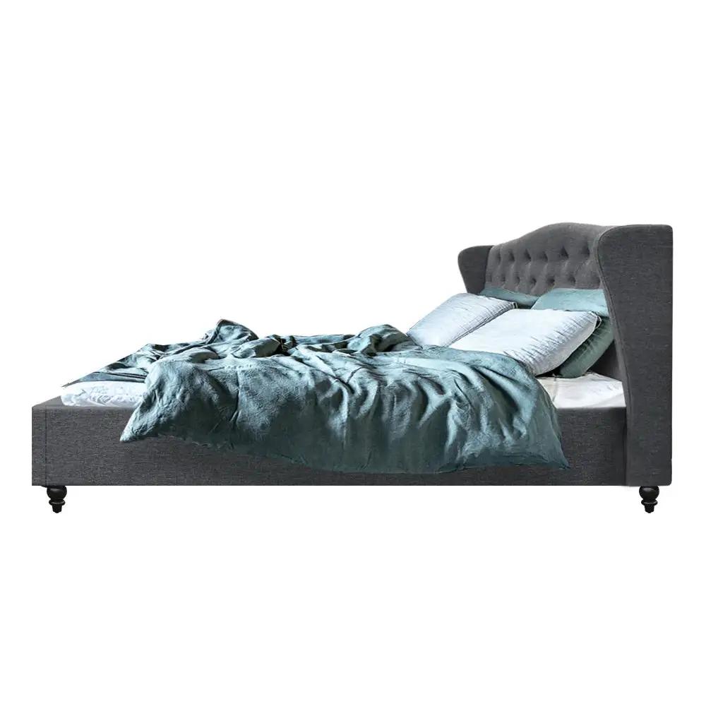 King (Grey) Tufted Bed Frame | LuxeLinen