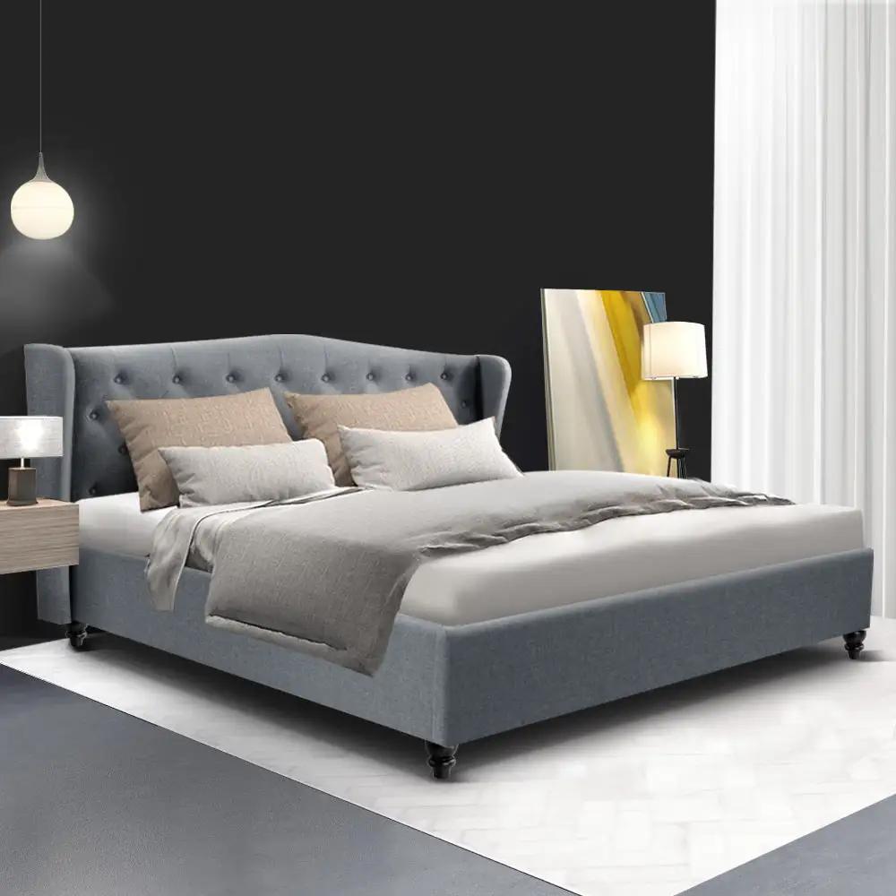 King (Grey) Tufted Bed Frame | LuxeLinen