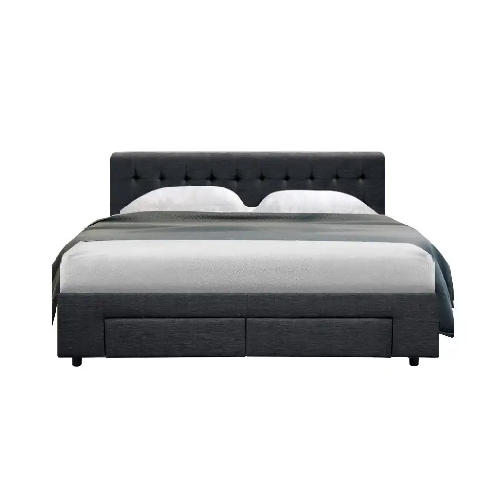 Queen (Charcoal) Bed Frame with 4 Drawers | LuxeDream