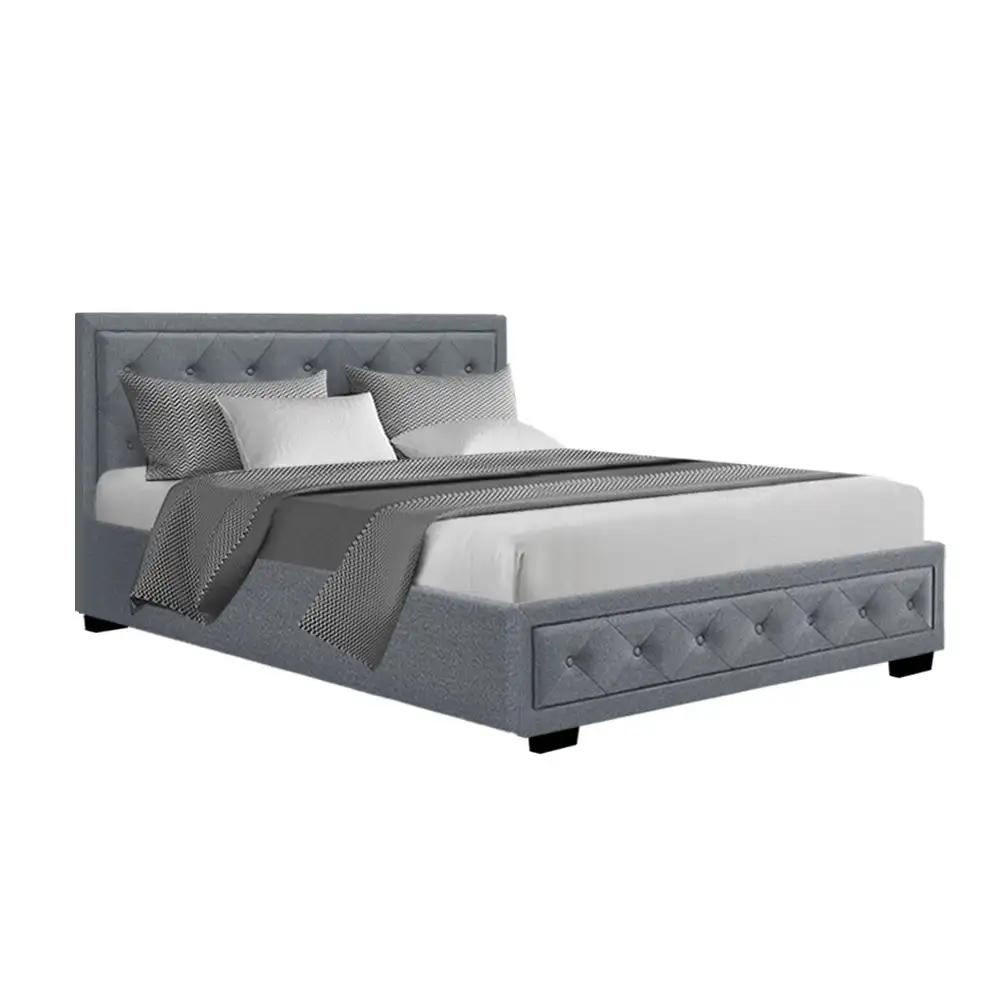 Double Gas Lift (Grey) Linen Bed Frame | EleganceLift