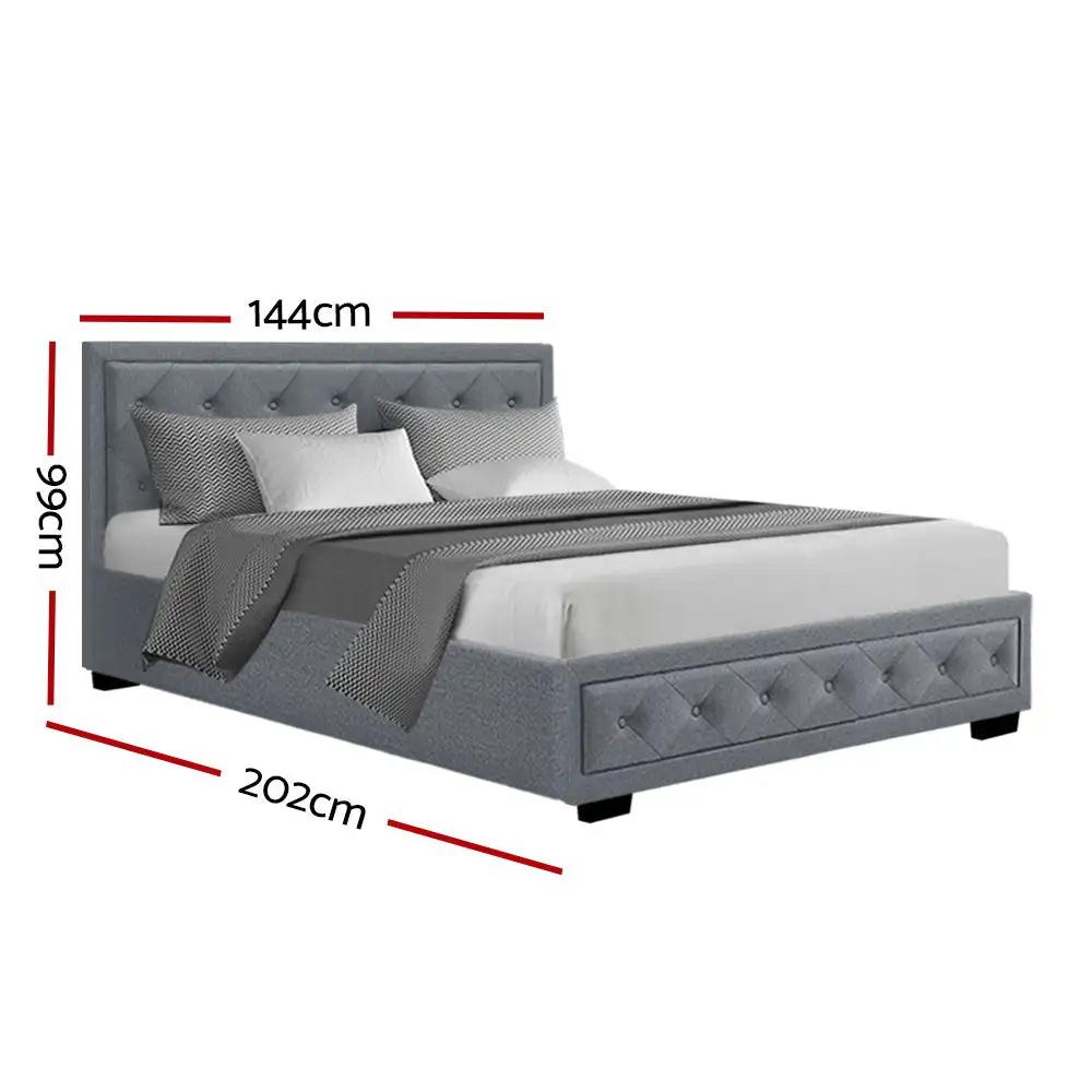 Double Gas Lift (Grey) Linen Bed Frame | EleganceLift