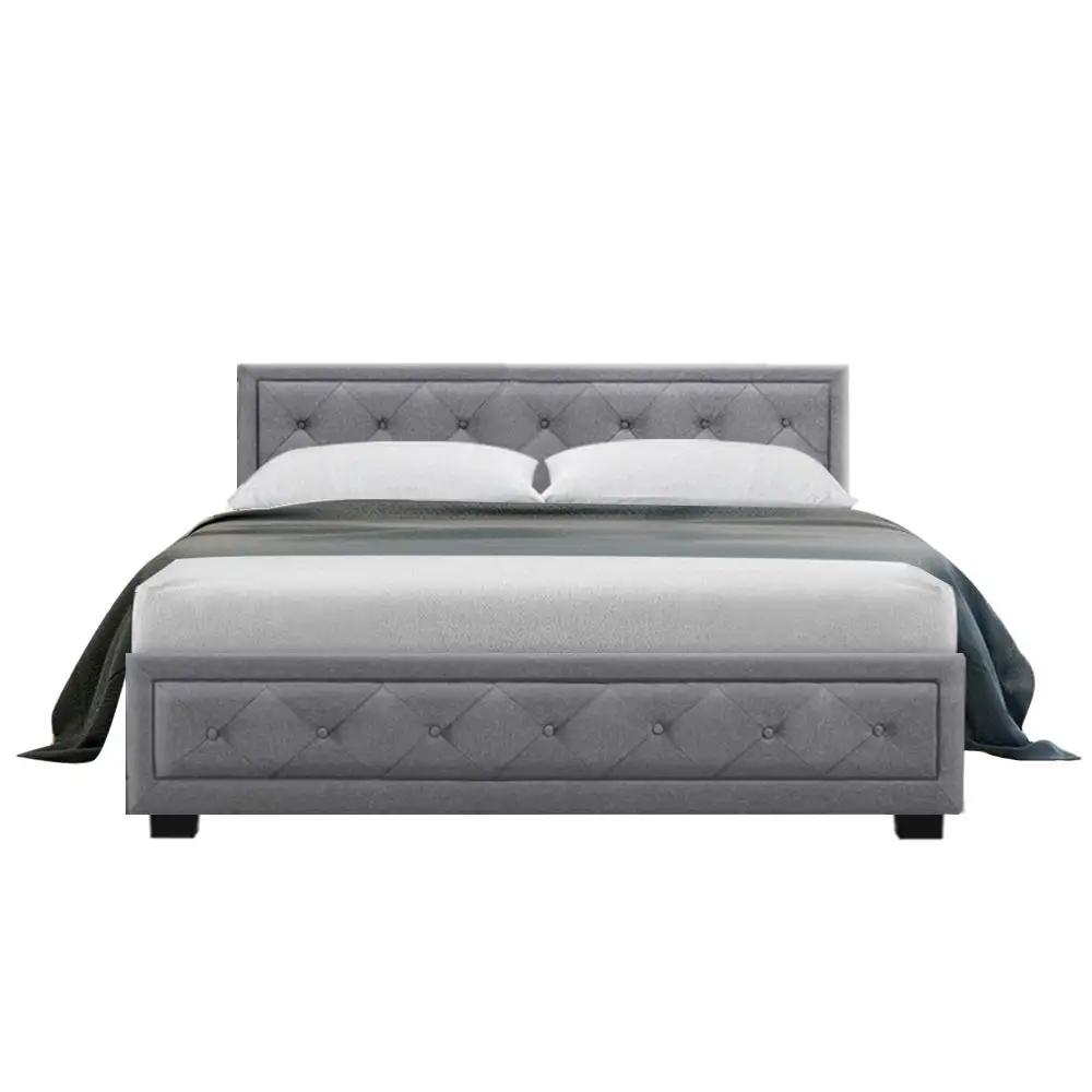 Double Gas Lift (Grey) Linen Bed Frame | EleganceLift