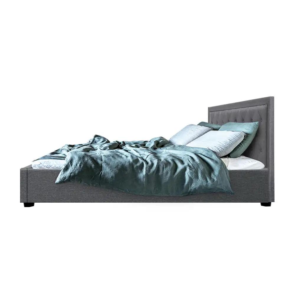 Double Gas Lift (Grey) Linen Bed Frame | EleganceLift