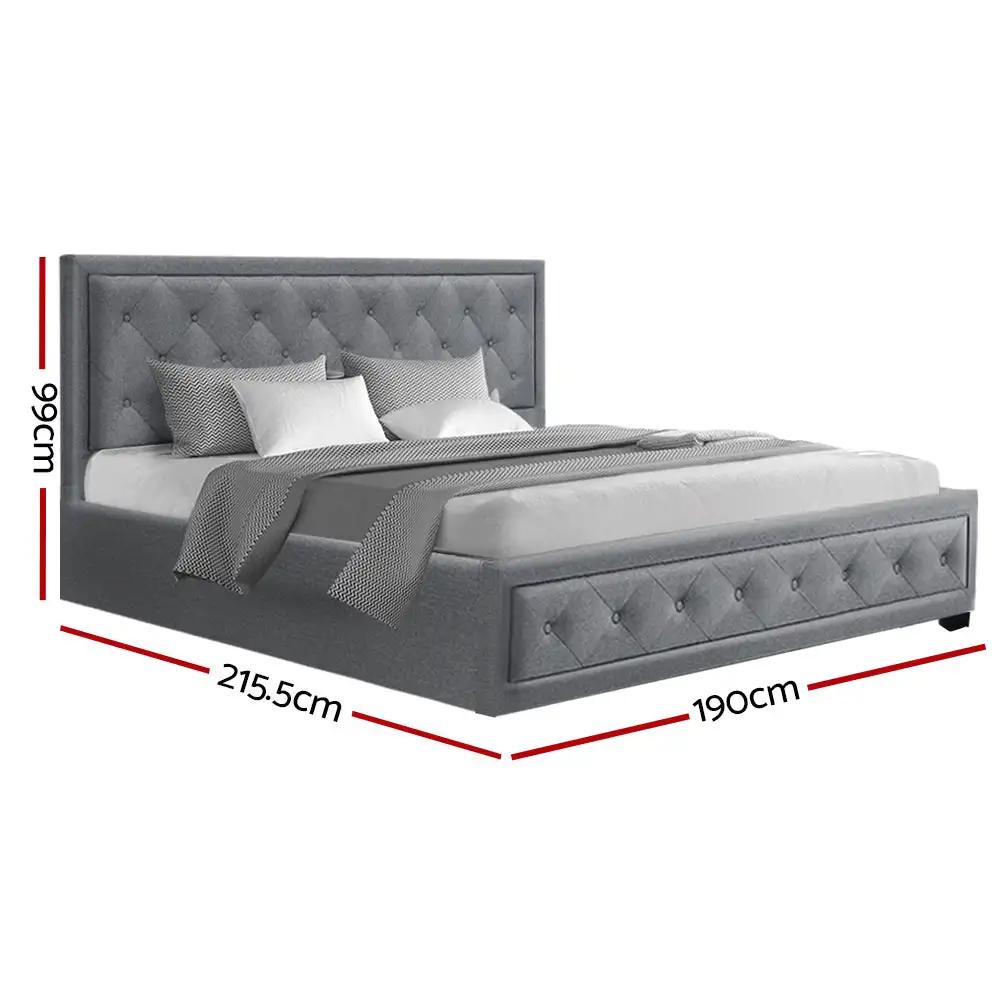 King Gas Lift (Grey) Linen Bed Frame | EleganceLift