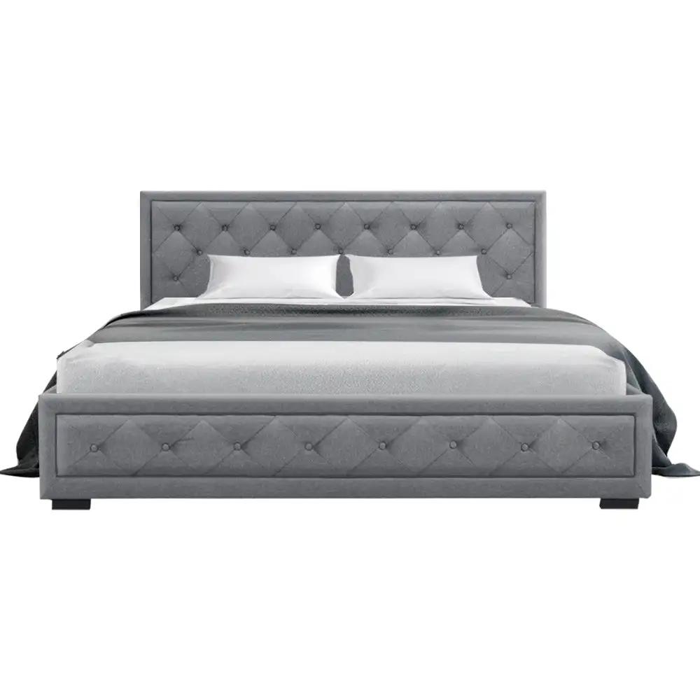 King Gas Lift (Grey) Linen Bed Frame | EleganceLift