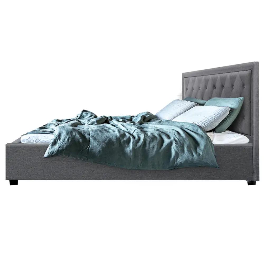 King Gas Lift (Grey) Linen Bed Frame | EleganceLift