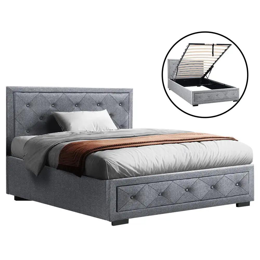 EleganceLift Bed King Single Gas Lift Storage - Wooden Grey
