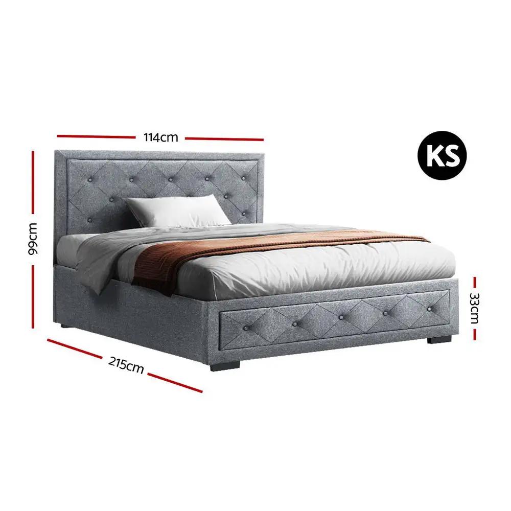 King Single Gas Lift (Grey) Linen Storage Bed | EleganceLift